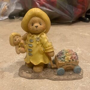 Cherished Teddies Yellow Raincoat Bear with Wagon